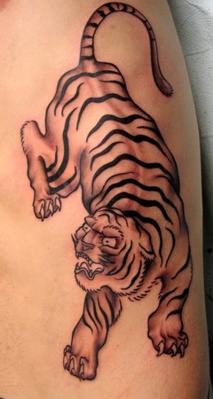 Jay Michalak - black and grey tiger tattoo